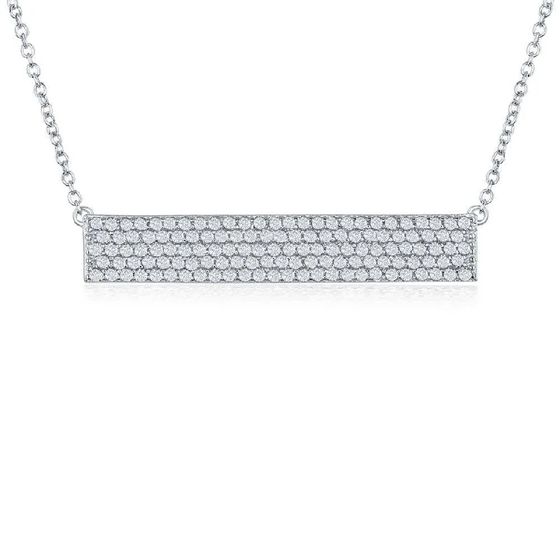 Sterling Silver CZ Bar Necklace