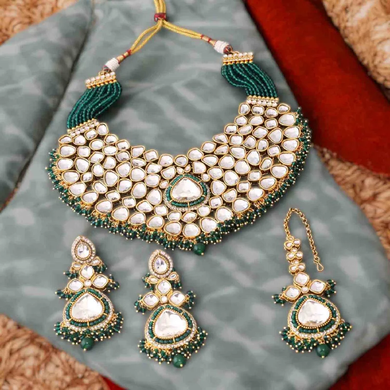 Emerald Kairavi Kundan Jewellery Set