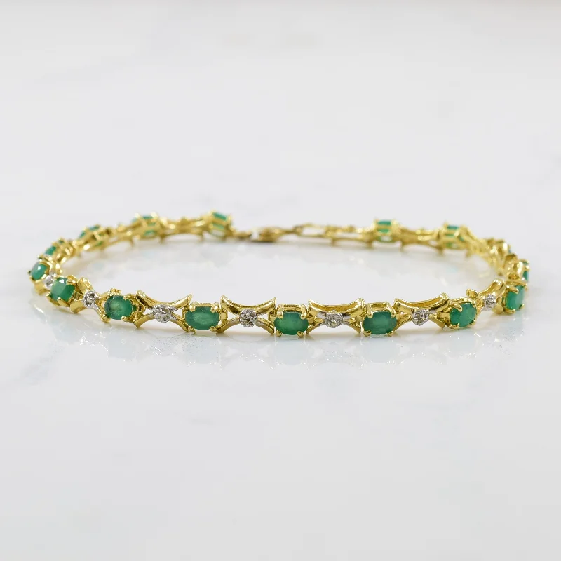 Emerald & Diamond Tennis Bracelet | 0.01ctw, 2.56ctw | 7" |