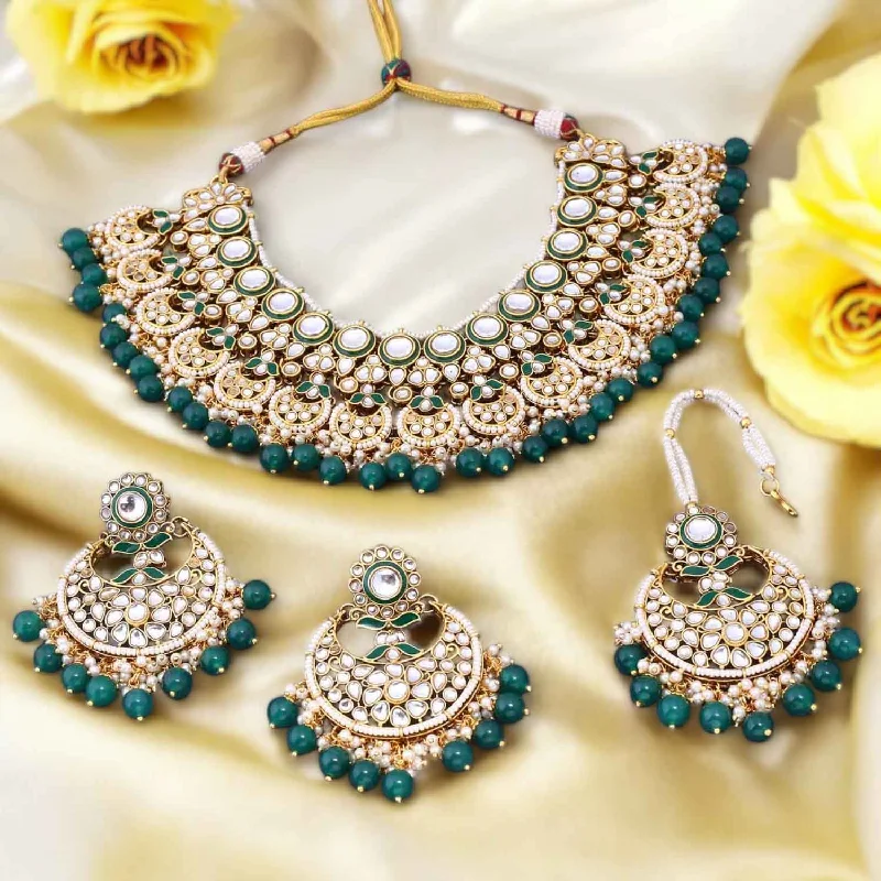 Emerald Rizveena Kundan Jewellery Set