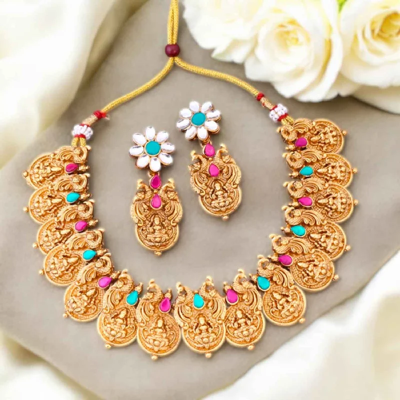 Multicolor Bharati Temple Jewellery Set- New Arrival