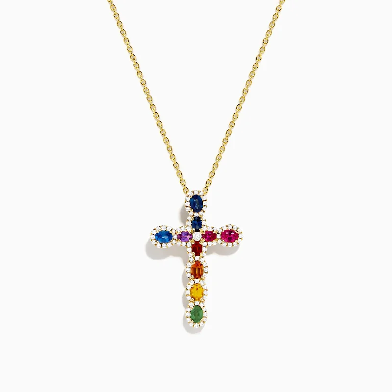 Watercolors 14K Yellow Gold Cross Pendant