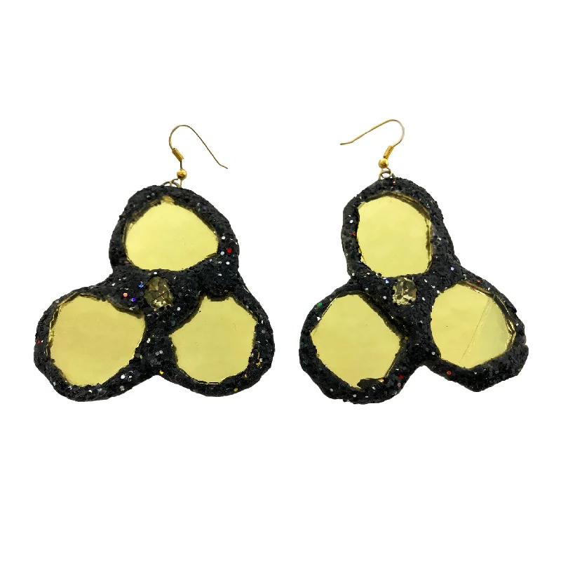 BLACK AND GOLD CLOVER / HIVE EARRINGS, 2006