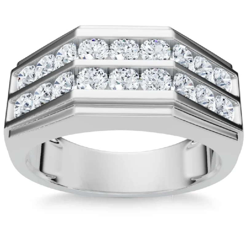 1/2Ct Men's Diamond High Polished Wedding Ring Lab Grown Anniversary Band