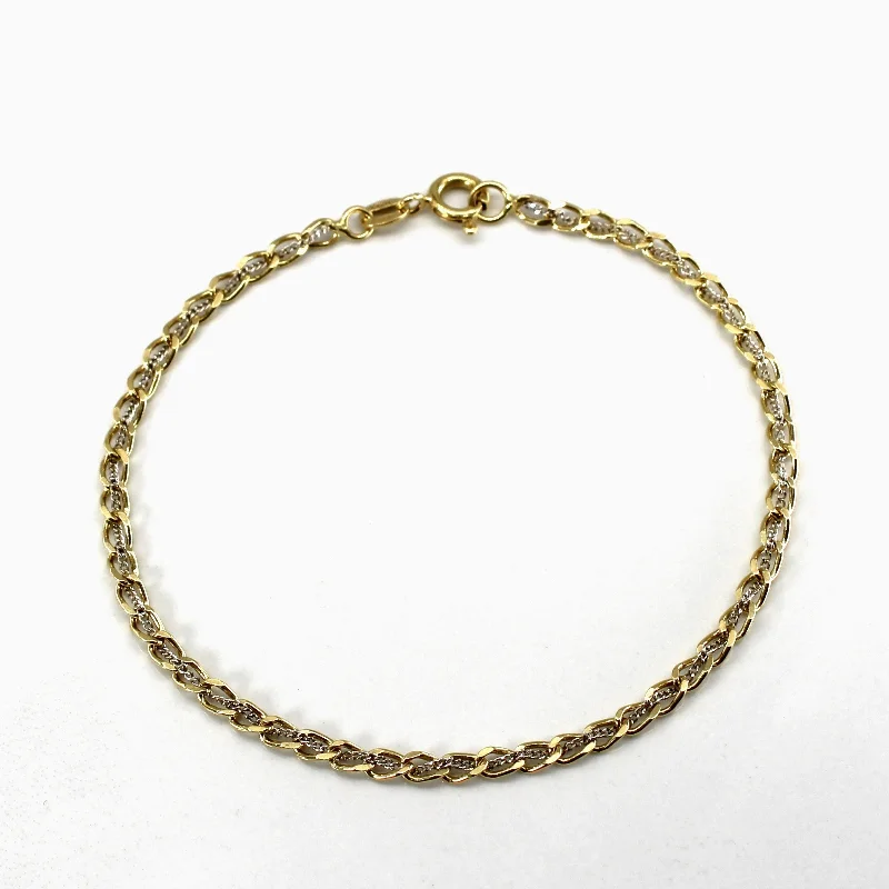 Italian Two Tone Gold Cable Chain Bracelet | 7"|