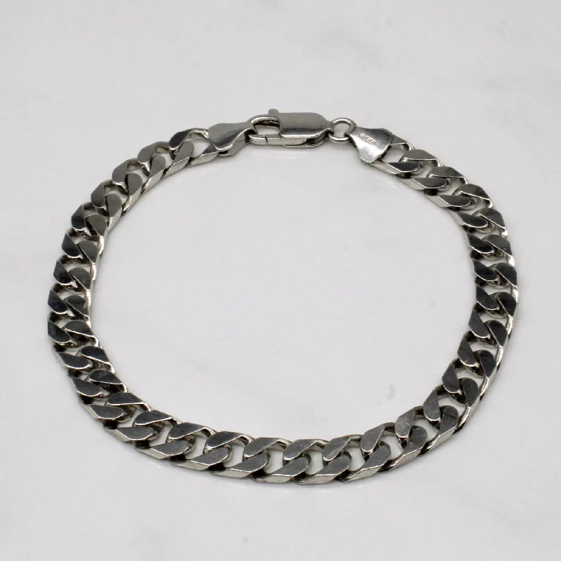 Italian 10k White Gold Cuban Link Bracelet | 9" |