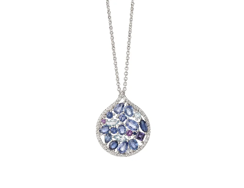 Caviar Blue Sapphire and Blue Topaz Pendant