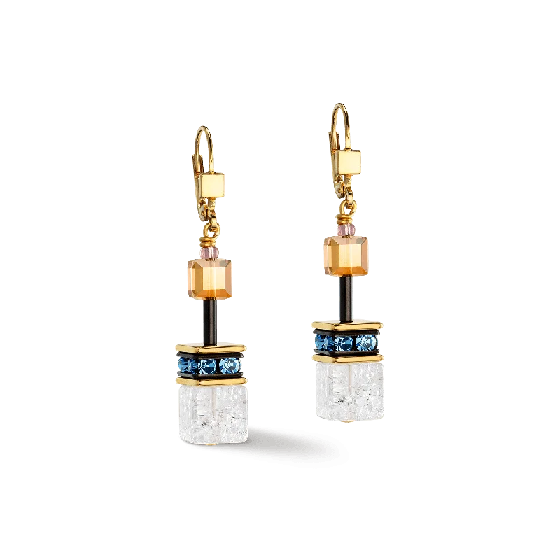 Coeur De Lion GeoCUBE® Iconic Statement Gold Multicolour Earrings