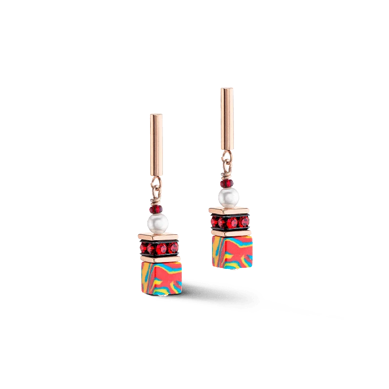 Coeur De Lion GeoCUBE® Fusion Festive Red Earrings