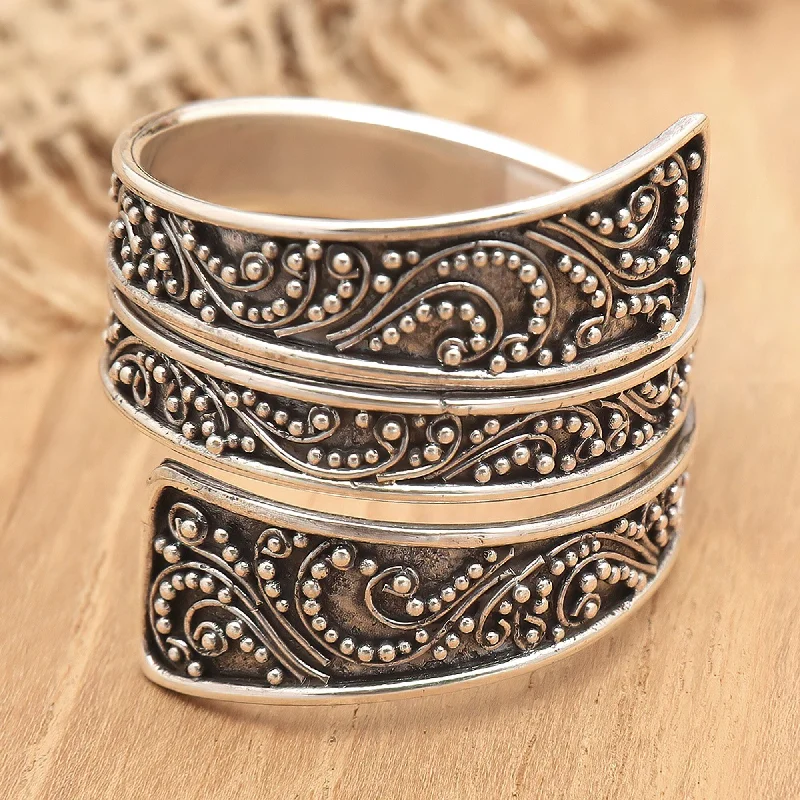 Novica Handmade Meet Me In Bali Sterling Silver Wrap Ring