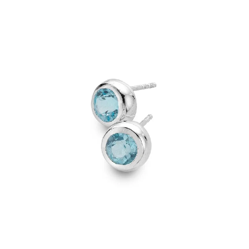 Sterling Silver and Blue Topaz Round Studs