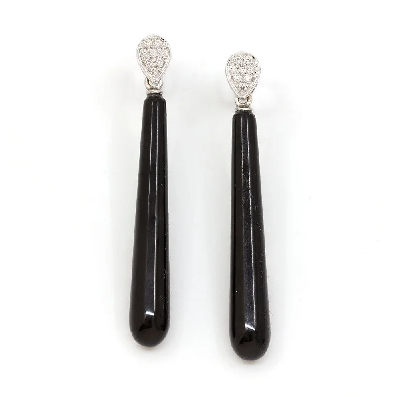 Drop Diamonds & Black Onyx Earring