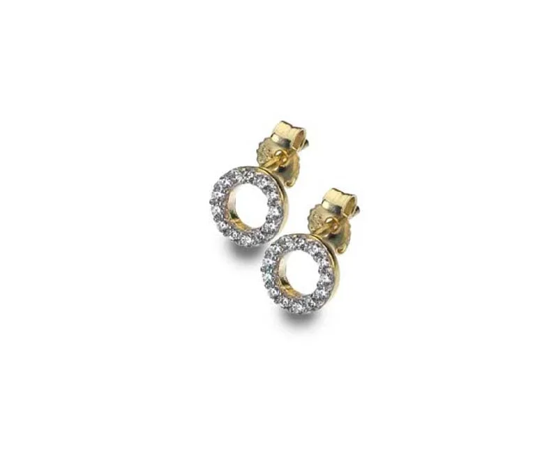 9ct Gold Cubic Zirconia Circle Stud Earrings