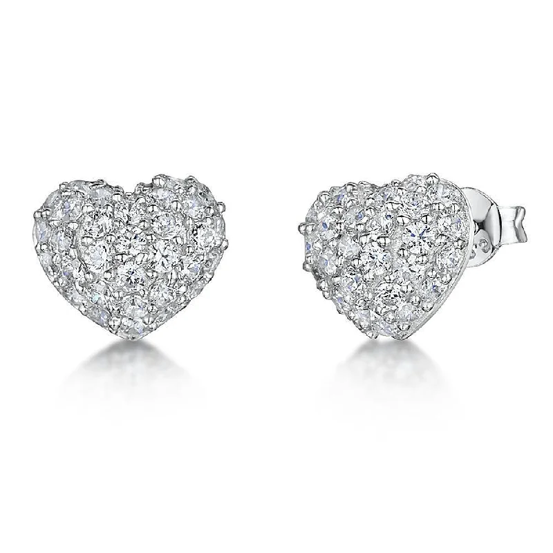 Jools CZ Pavé Heart Stud Earrings