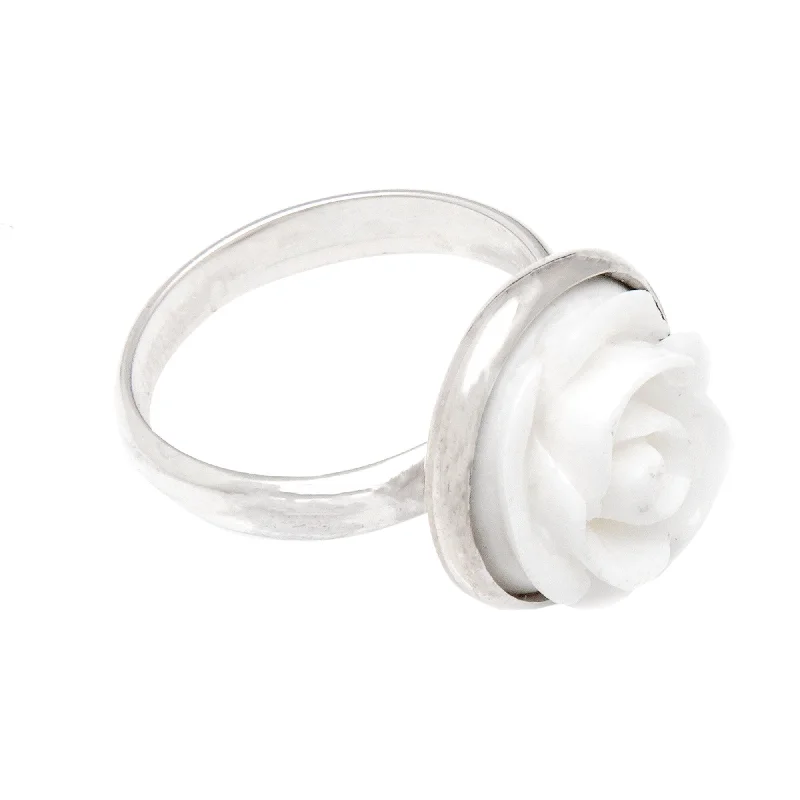 Novica Handmade Gentle Rose Sterling Silver Cocktail Ring