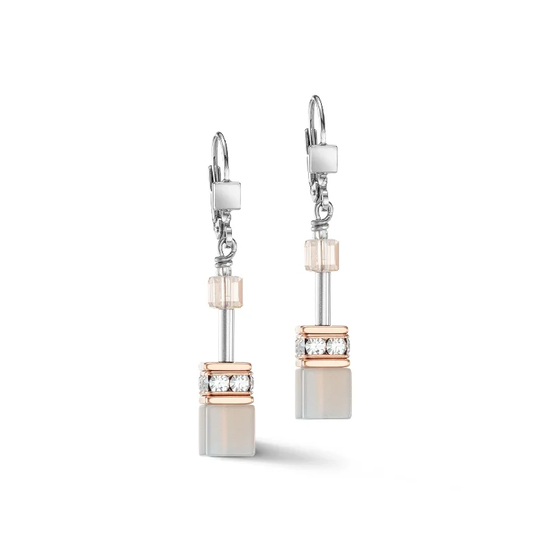 Coeur De Lion GeoCUBE® Iconic Precious Rose Gold and Peach Earrings