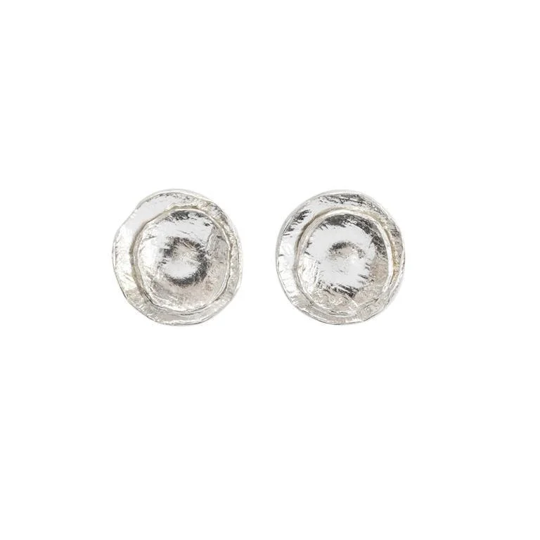 Double Disc Sterling Silver Stud Earrings