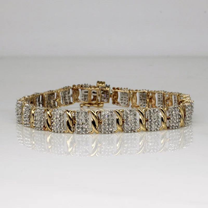 Grid Set Diamond Bracelet | 1.75ctw | 7" |