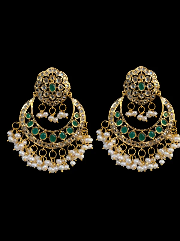 DER264  kainat Chandbali in fresh water pearls - green   ( READY TO SHIP )