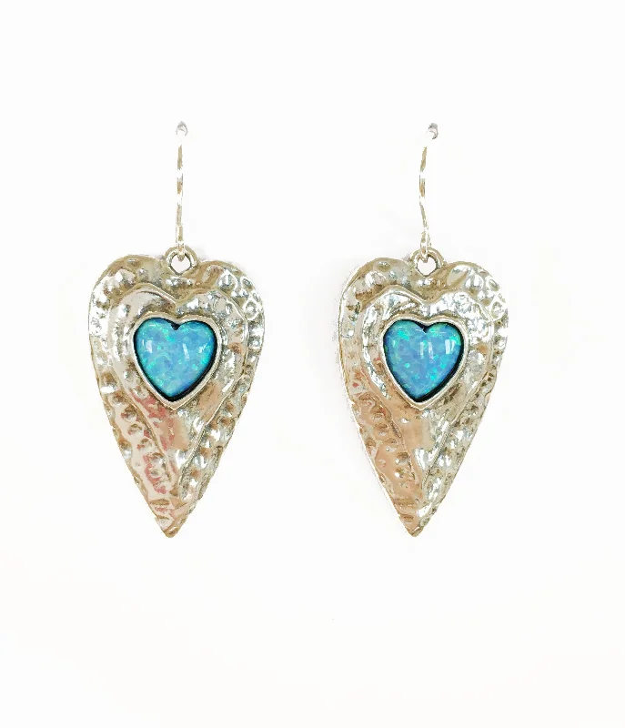 Opal Heart Drop Earrings