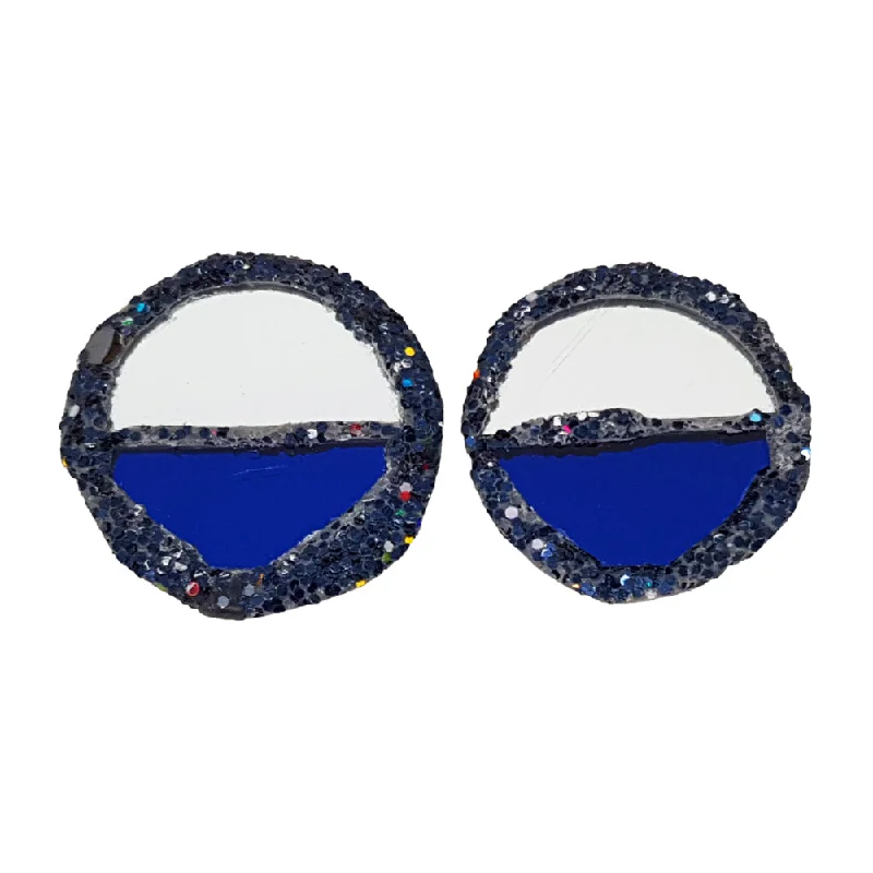 BLUE HALF-MOON CLIP-ON EARRINGS