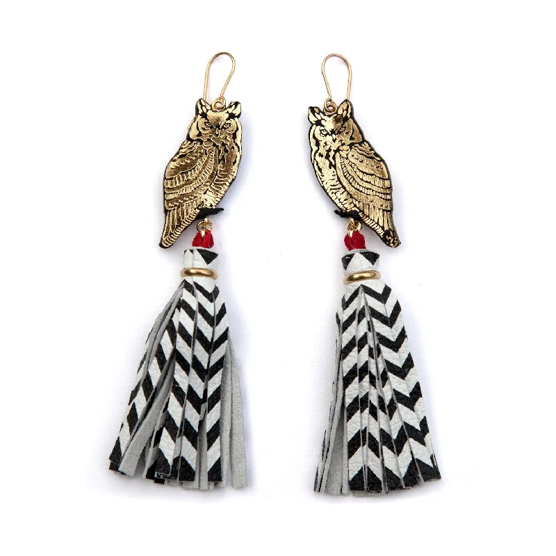 OWL TASSEL . earrings