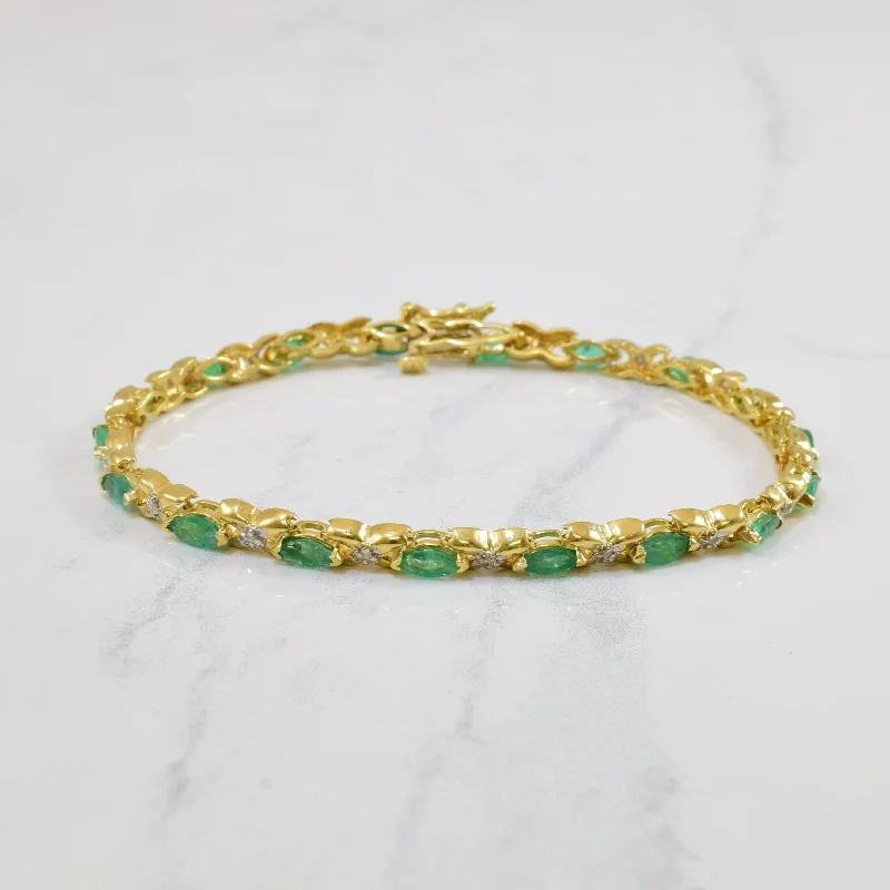 Emerald & Diamond Bracelet | 1.44ctw, 0.09ctw | 7" |