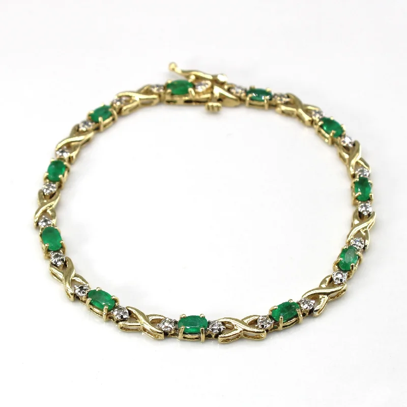 Emerald & Diamond Chain Bracelet | 7"|