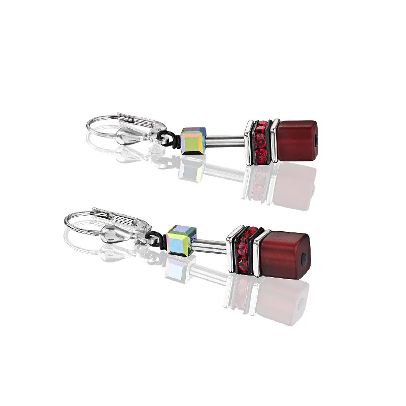 Coeur De Lion Red Swarovski® Crystals GeoCUBE® Earrings