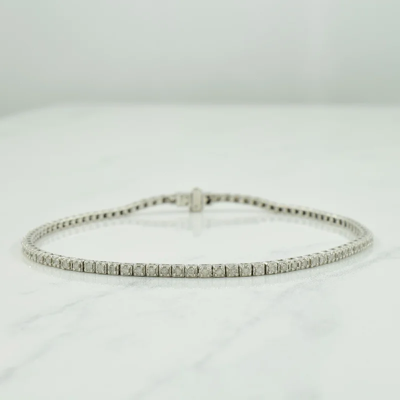 Diamond Tennis 14k White Gold Bracelet | 0.90ctw | 7.25" |