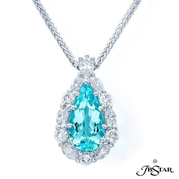 Platinum Paraiba and Diamond Pendant