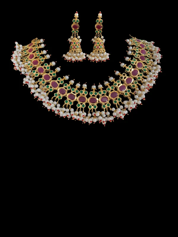 ALEEZAY RUBY EMERALD SET (READY TO SHIP )