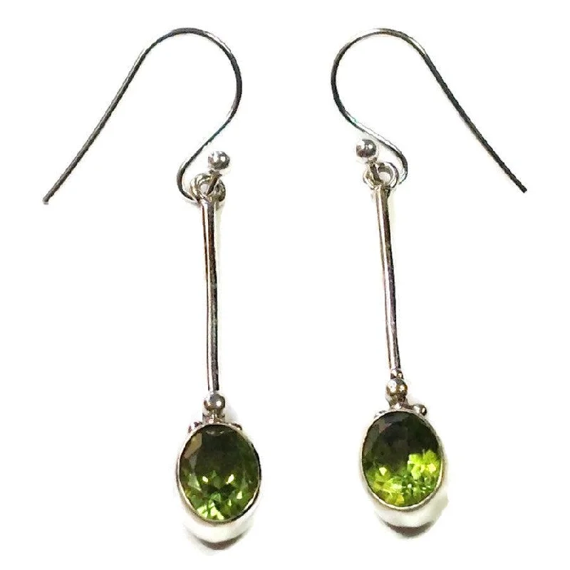 Peridot Long Drop Earrings