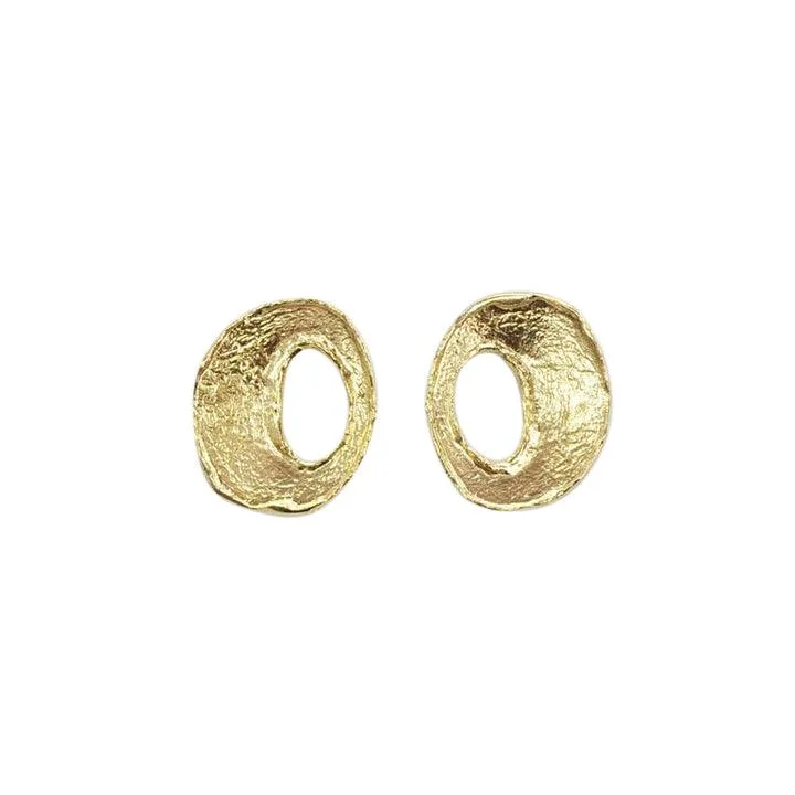 Textured Gold Oval Stud Earrings