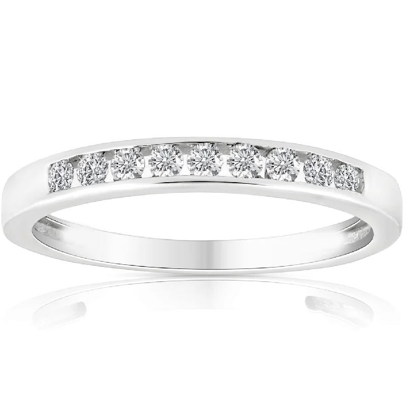 1/4 Ct Diamond Channel Set Wedding Ring White Gold