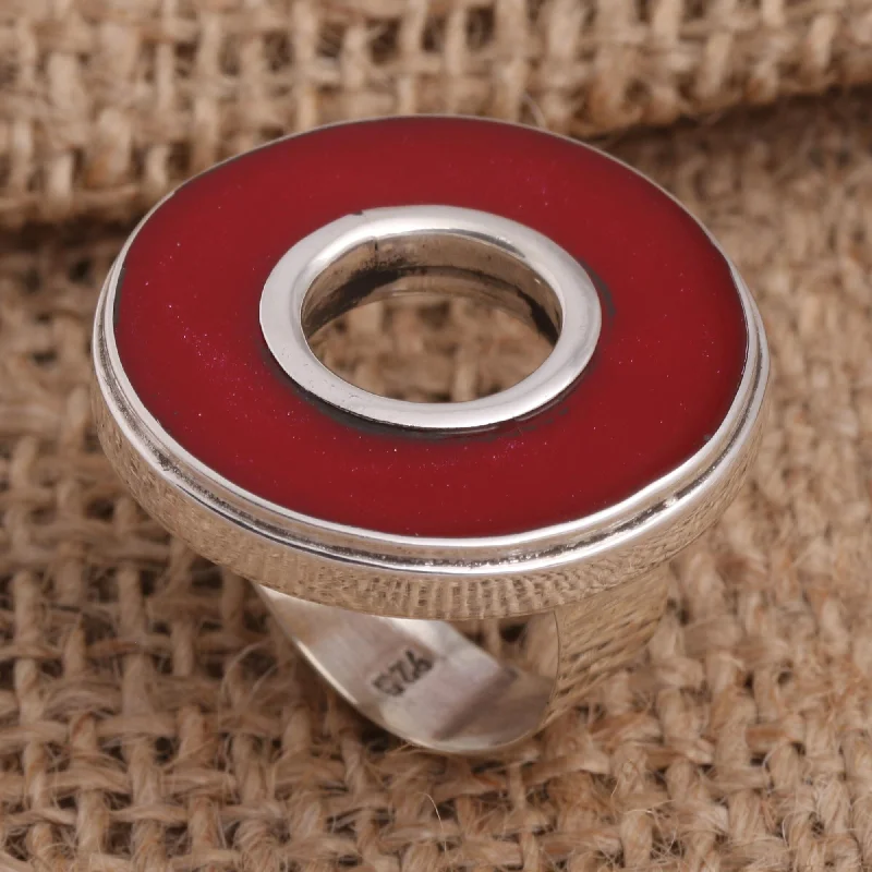 Novica Handmade In The Round - Red Sterling Silver Cocktail Ring