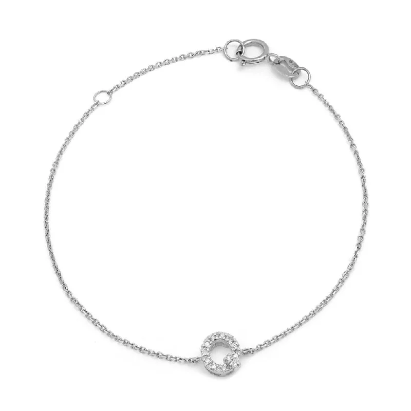 14K White Gold Diamond Initial "Q" Bracelet