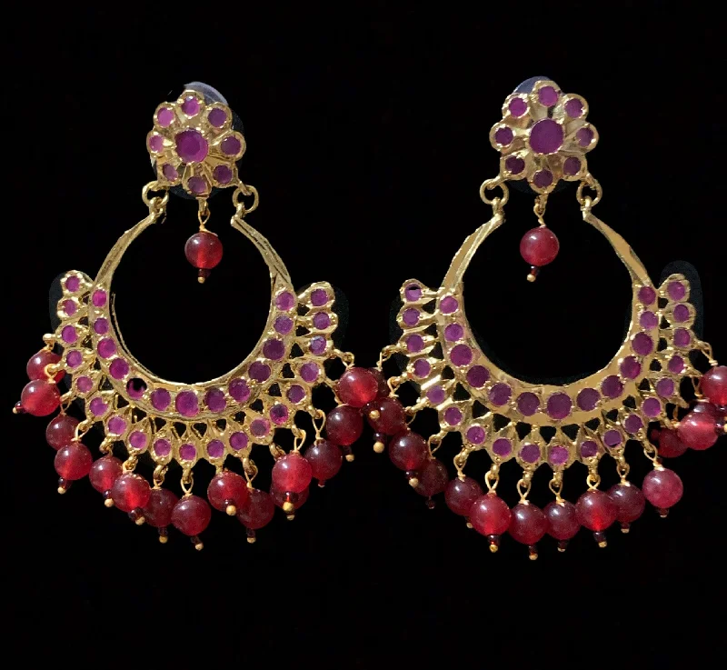 DER59 Anaita Hyderabadi chandbali in rubies (READY TO SHIP)