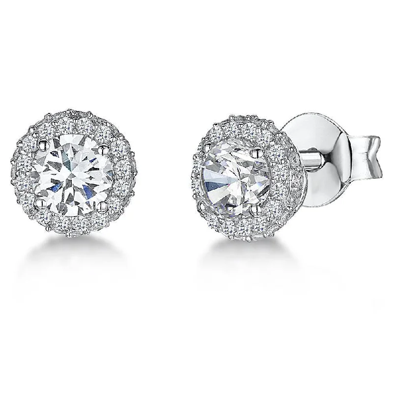 Pavé Cubic Zirconia Round Stud Earrings