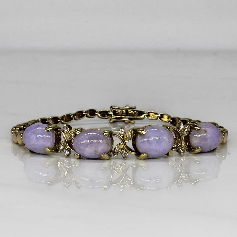 Mid Century Purple Quartz & Diamond Bracelet | 7.60ctw, 0.06ctw | 7" |