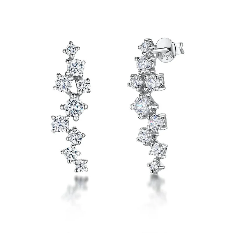 Cascading Cubic Zirconia Stud Earrings