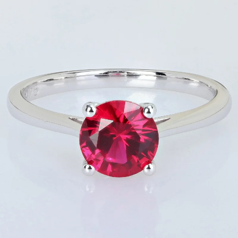 Miadora 1 5/8ct TGW Created Ruby Solitaire Ring Sterling Silver