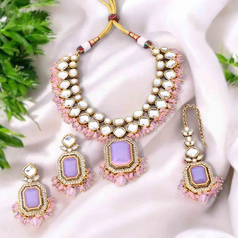 Blush Kuntala Kundan Jewellery Set