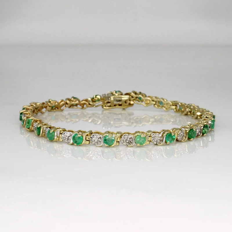 Emerald & Diamond Bracelet | 1.00ctw, 0.10ctw | 7" |