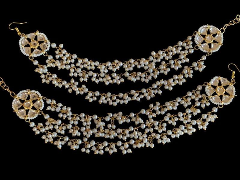 Kundan and pearl ear supports  (READY TO SHIP )