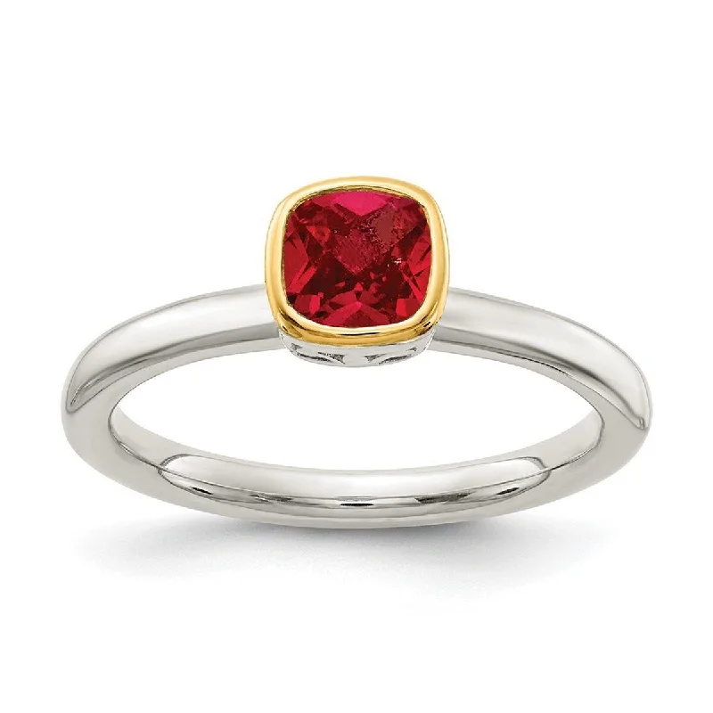 Curata 925 Sterling Silver With 14k Accent Created Ruby Ring