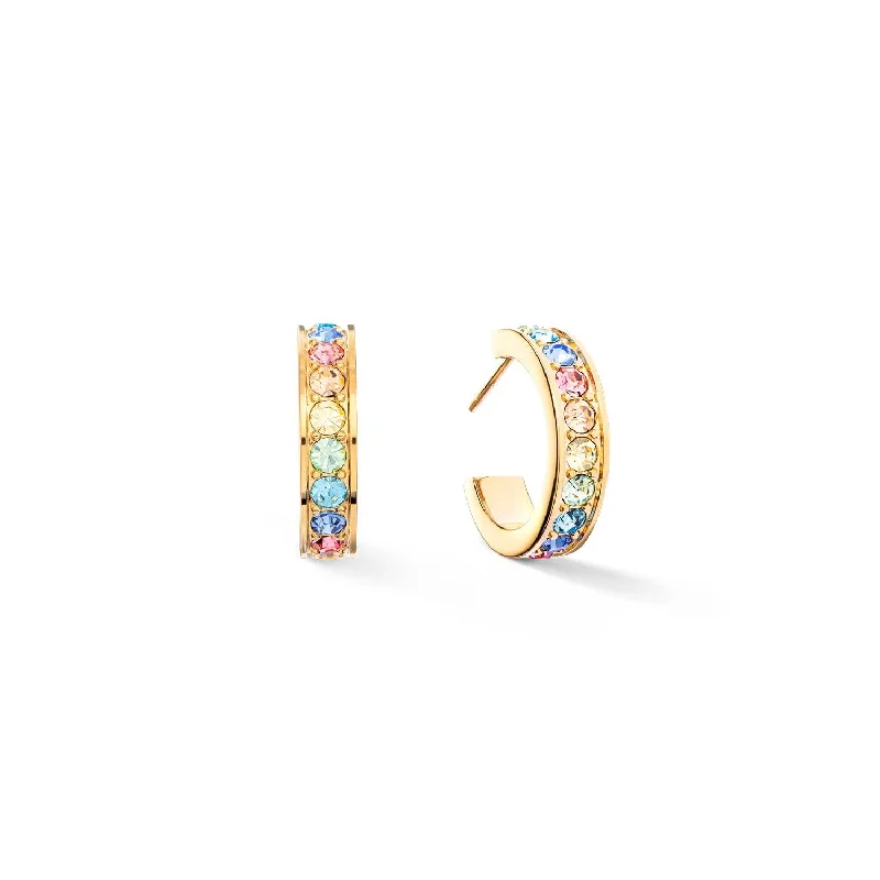 Coeur De Lion 20mm Crystals Hoop Earrings - Gold & Multicolour