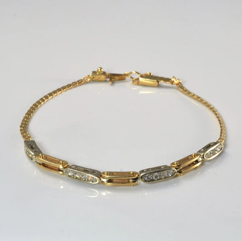 Diamond Two Tone Gold Chain Bracelet | 0.20ctw | 8" |