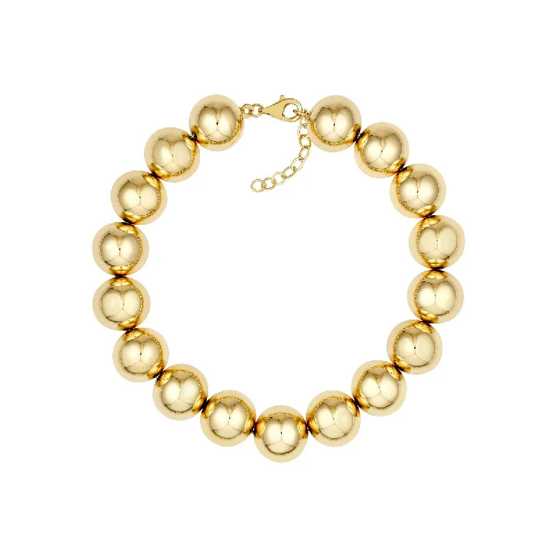 14K Yellow Gold 12.00mm Beaded Bracelet