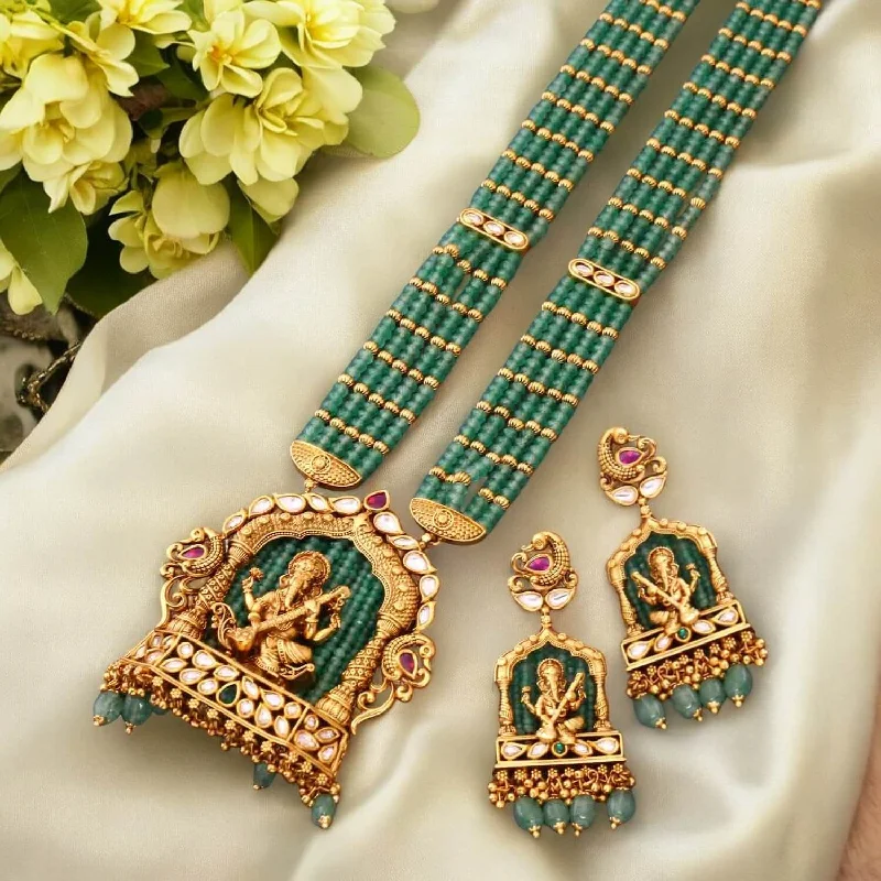 Mint Ganesh Temple Jewellery Set- New Arrival